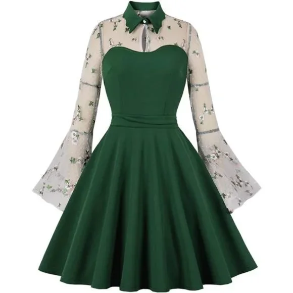 Dresses | Womens Vintage Polka Dot 195s Audrey Retro Rockabilly Dress Swing  Dress | Poshmark